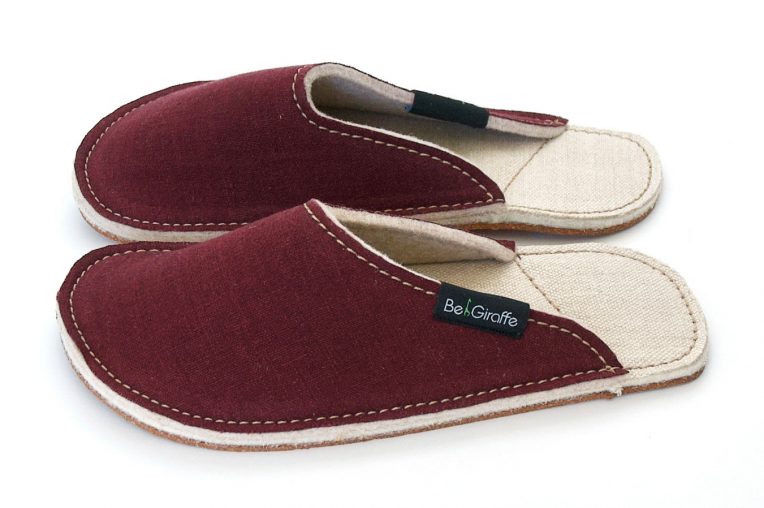 copati iz konoplje burgundy rose